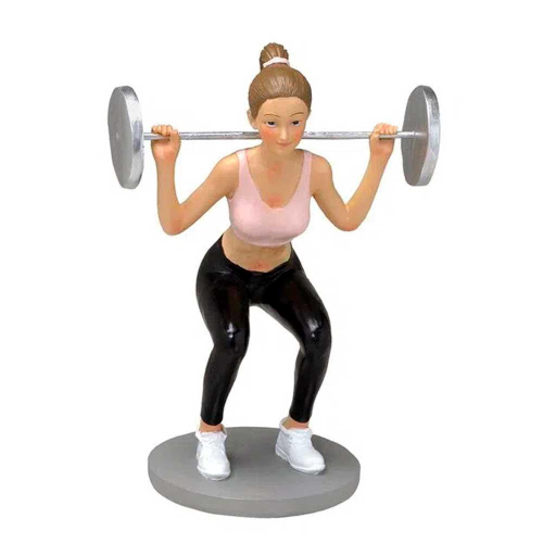 Escultura Decorativa Em Resina Mulher Fit Agachamento